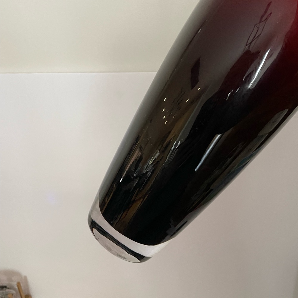 Cranberry red glass tall vase - Picture 3 of 4